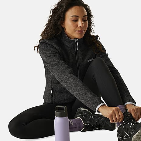 Regatta Womens Full Zip Fleece Jacket With Contrast Trim (Size 14) - Black Oyster