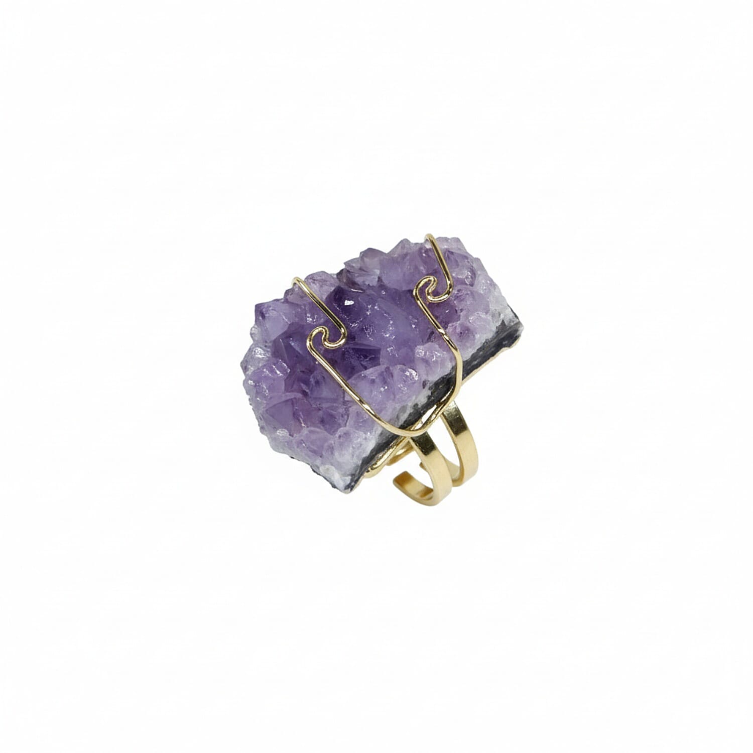 African Amethyst Adjustable Ring in Yellow Gold Plated 20.00 Ct.