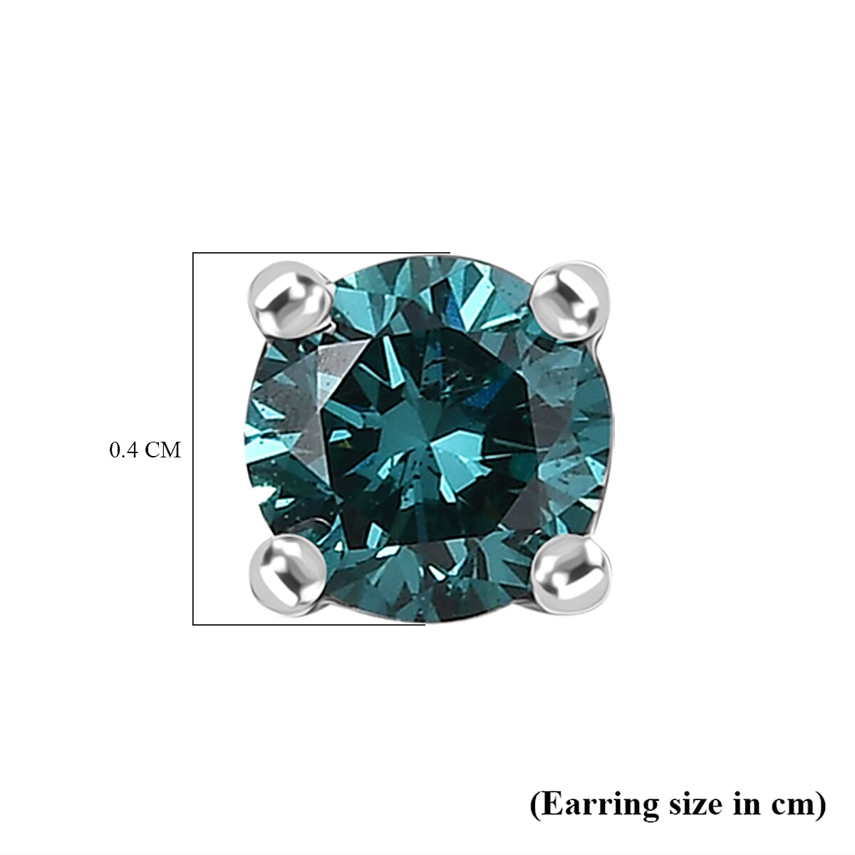 Luxuriant Lab Grown Blue Diamond Earring (VS-EF) with Push Back in Rhodium Overlay Sterling Silver 0.25 Ct.