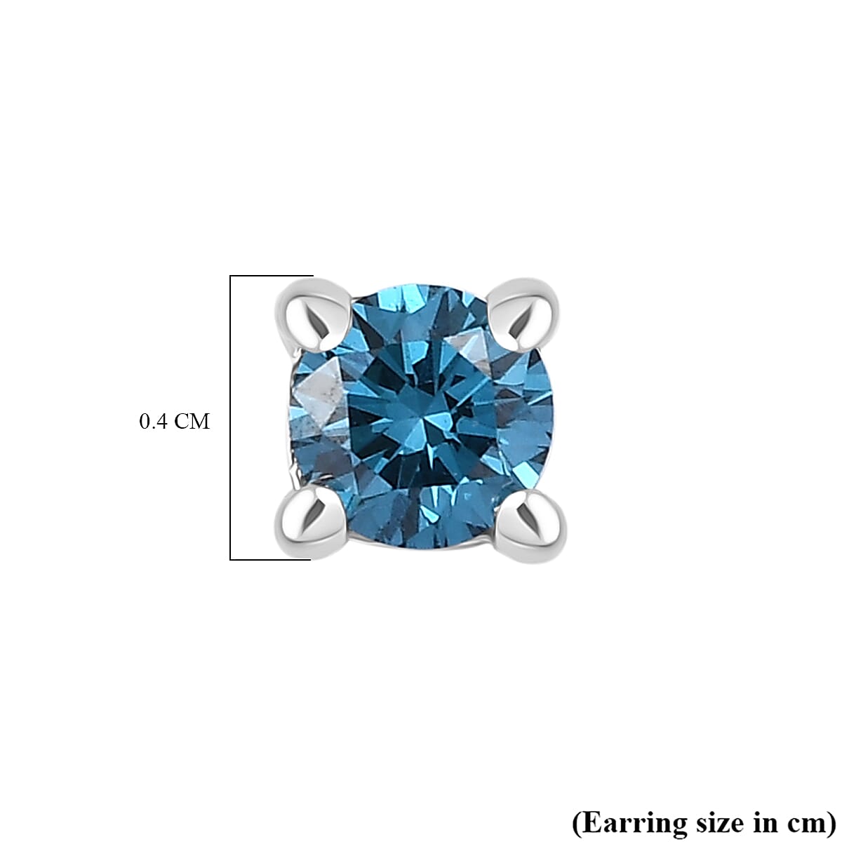 Luxuriant Lab Grown Blue Diamond (VS-EF) Earring with Push Back in Rhodium Overlay Sterling Silver 0.50 Ct.