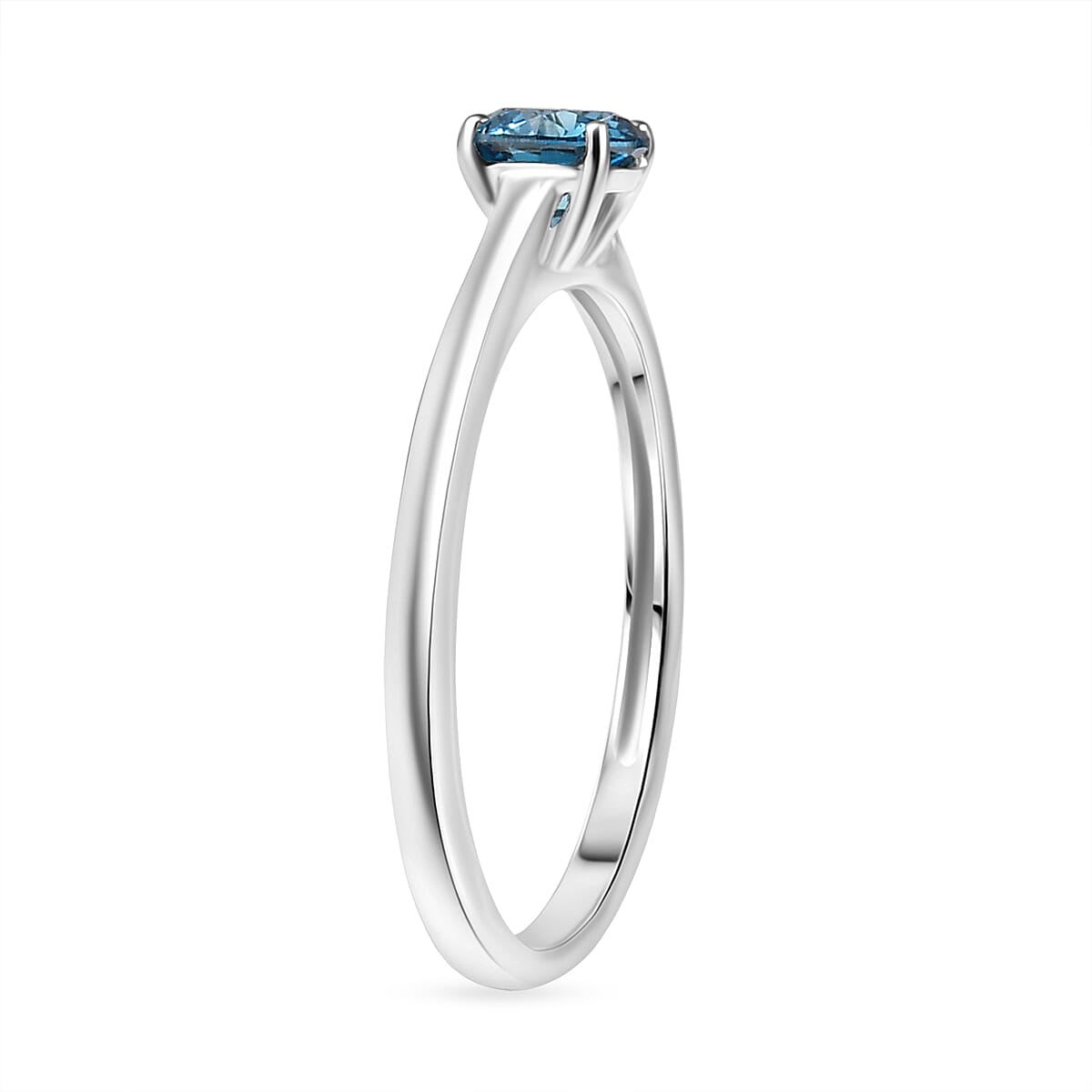 Luxuriant Lab Grown Blue Diamond (VS-EF) Solitaire Ring in Rhodium Overlay Sterling Silver 0.50 Ct.