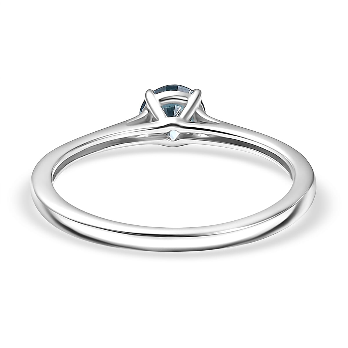 Luxuriant Lab Grown Blue Diamond (VS-EF) Solitaire Ring in Rhodium Overlay Sterling Silver 0.50 Ct.