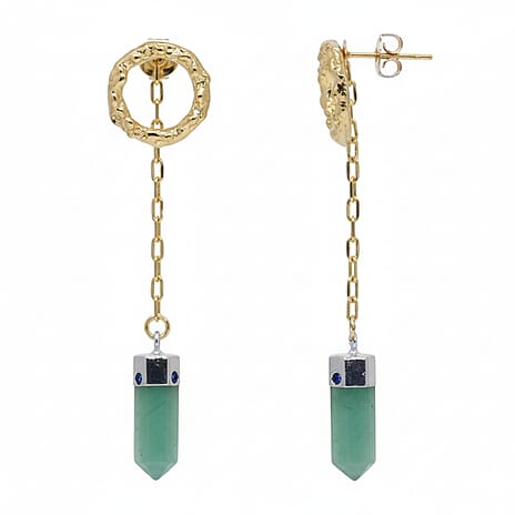 Green Quartz Earring with Push Back in Yellow Gold Plated 12.00 Ct.
