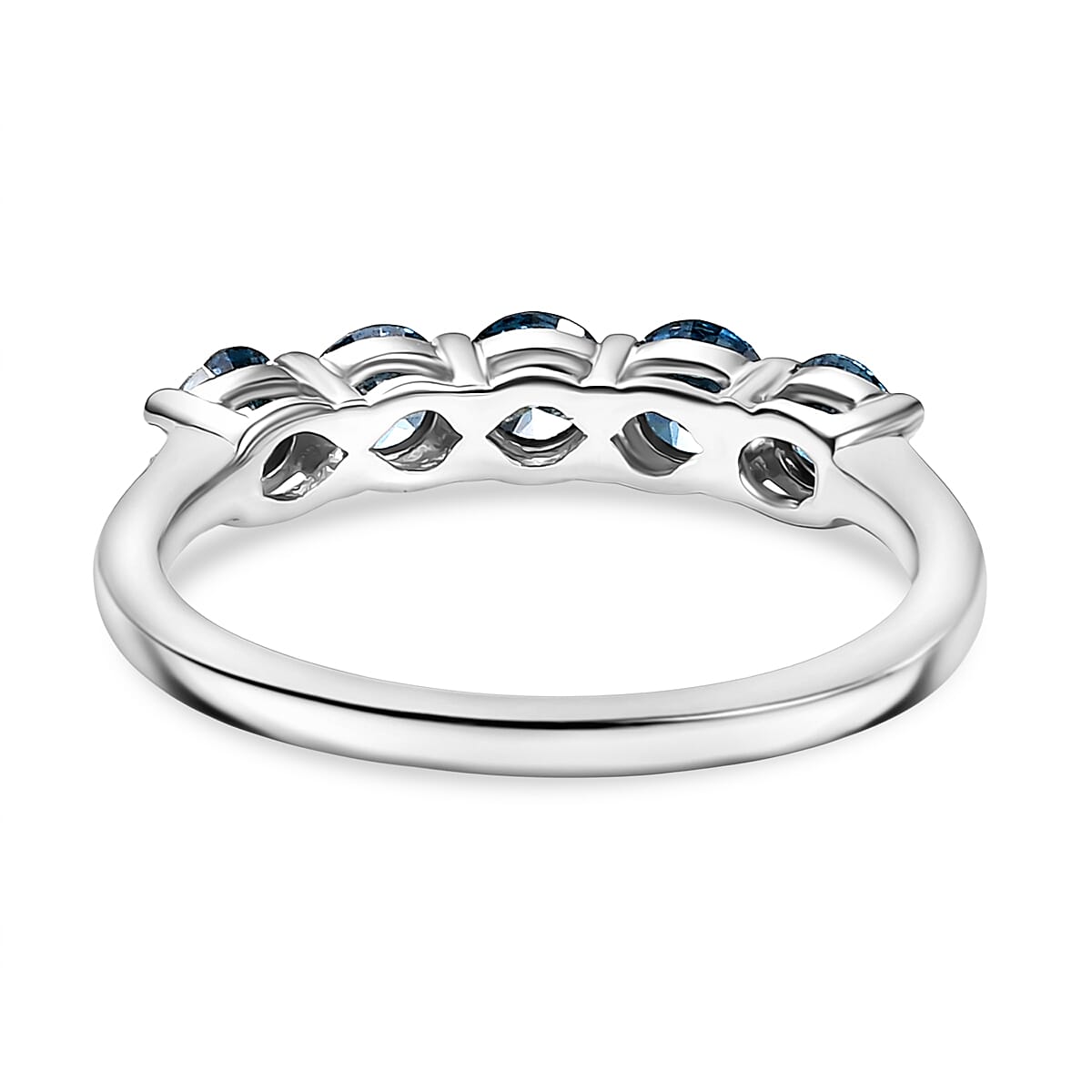 Luxuriant Lab Grown Blue Diamond (VS-EF) Ring in Rhodium Overlay Sterling Silver 1.02 Ct.