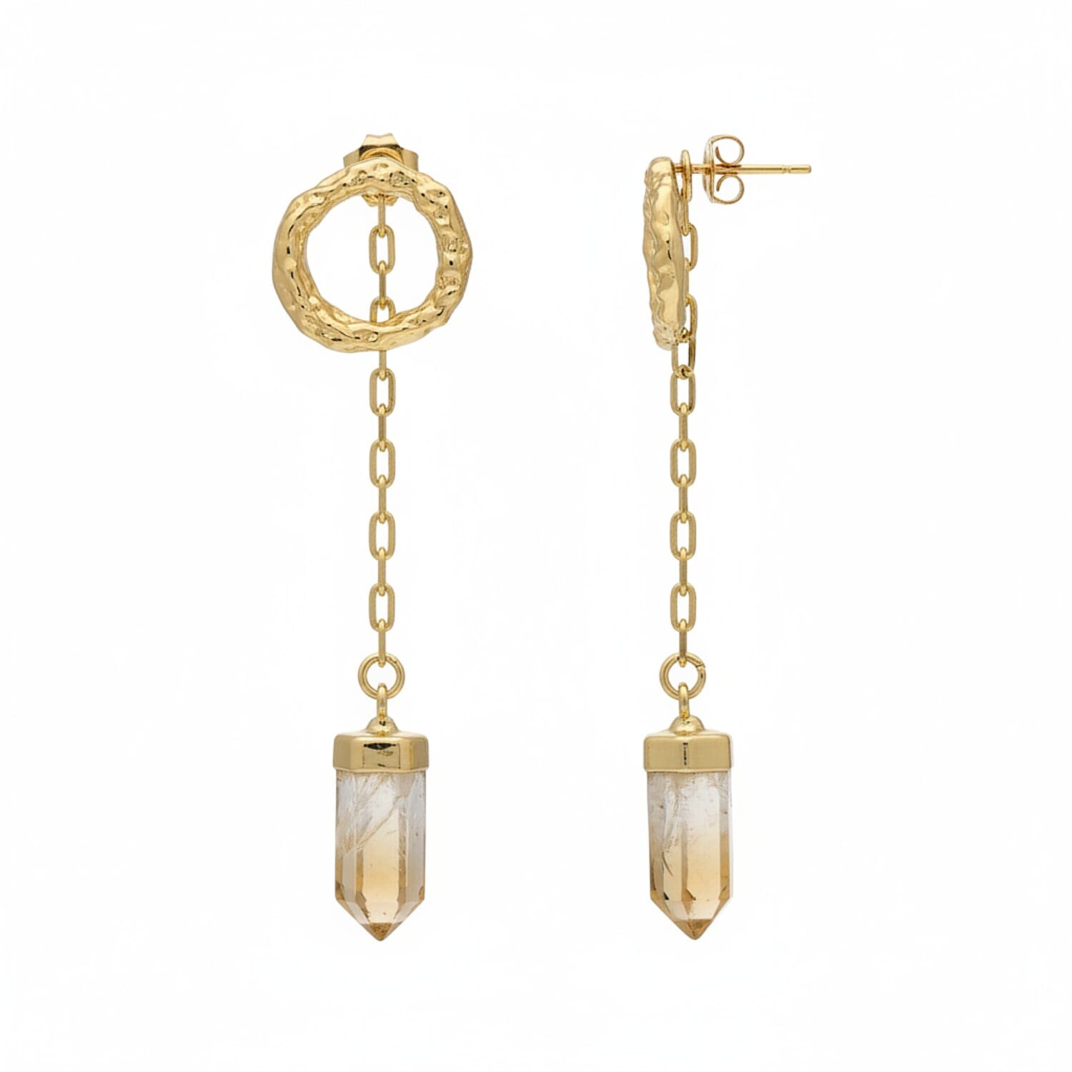 Citrine Earring with Push back in Yellow Gold Plated 12.00 Ct.