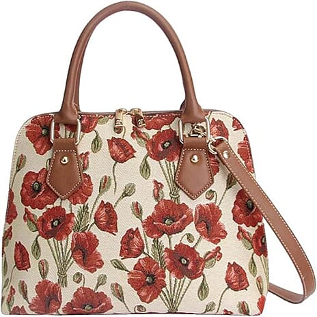Signare Poppy Print Convertible Handbag - Beige