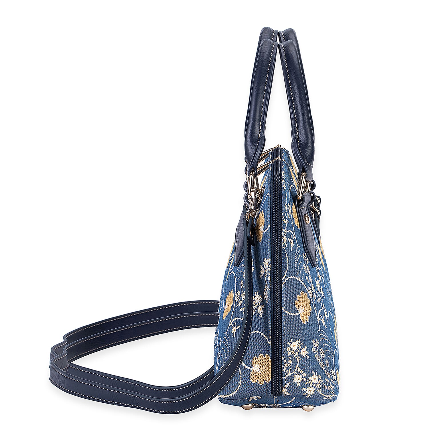 Signare Jane Austen Print Convertible Handbag - Denim Blue