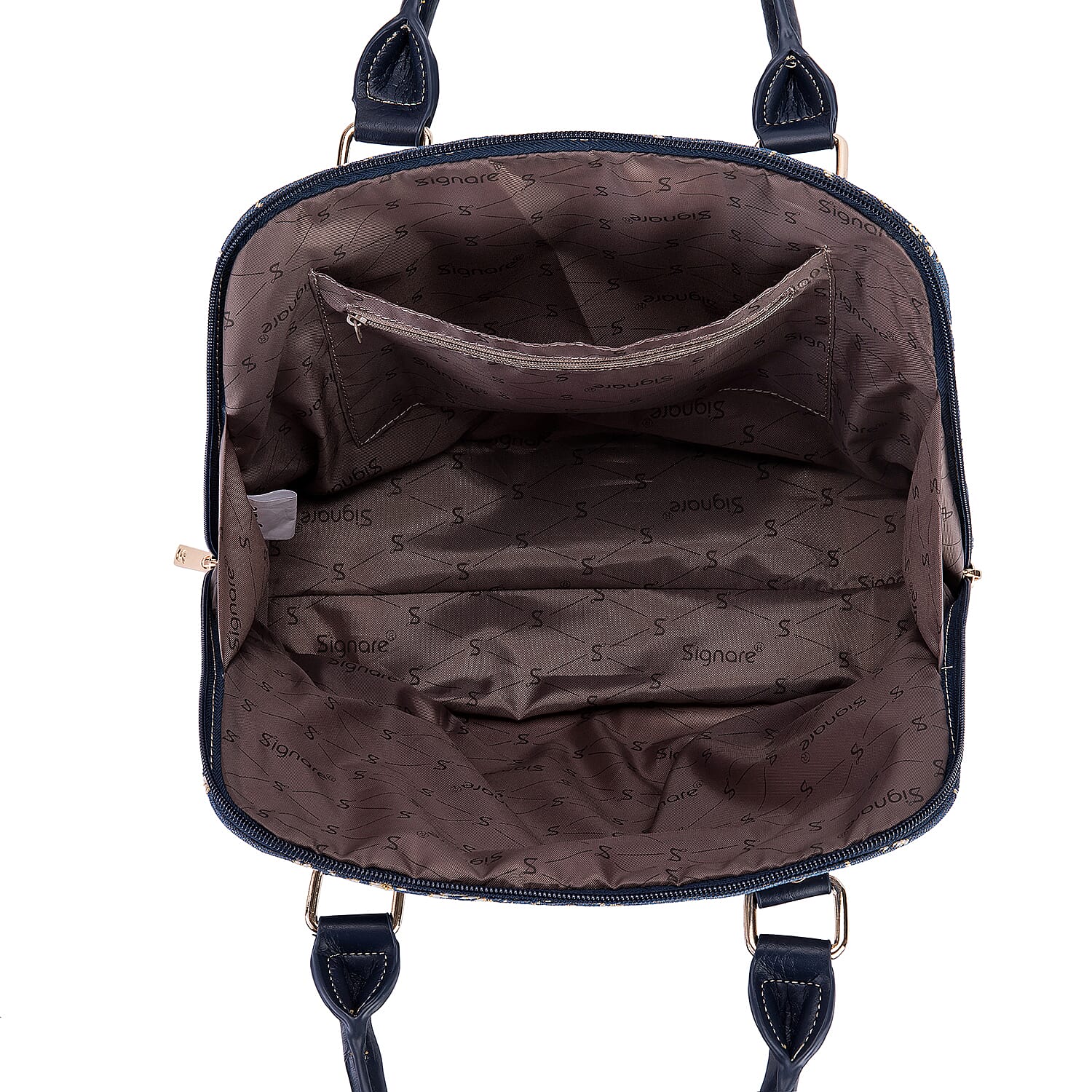 Signare Jane Austen Print Convertible Handbag - Denim Blue