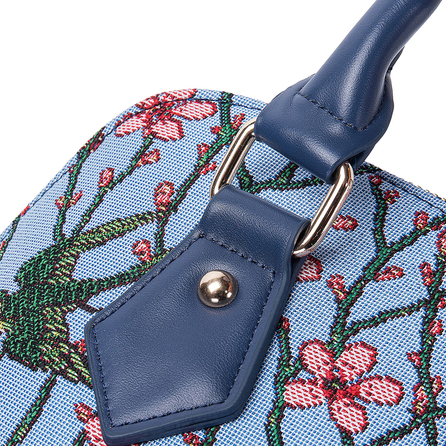 Signare Blossom & Swallow Print Convertible Handbag - Light Blue