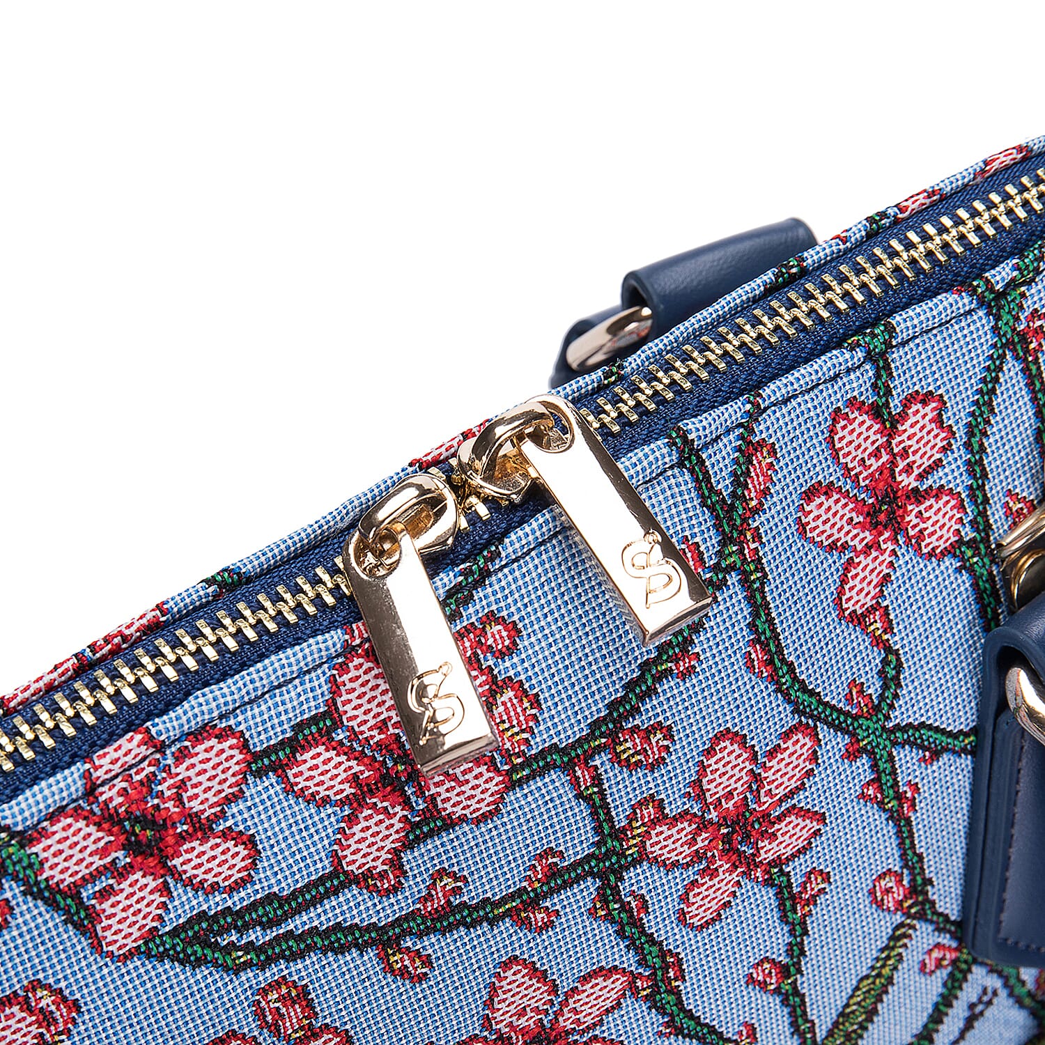 Signare Blossom & Swallow Print Convertible Handbag - Light Blue