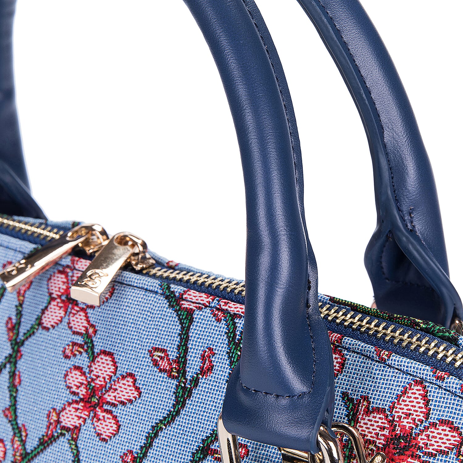 Signare Blossom & Swallow Print Convertible Handbag - Light Blue