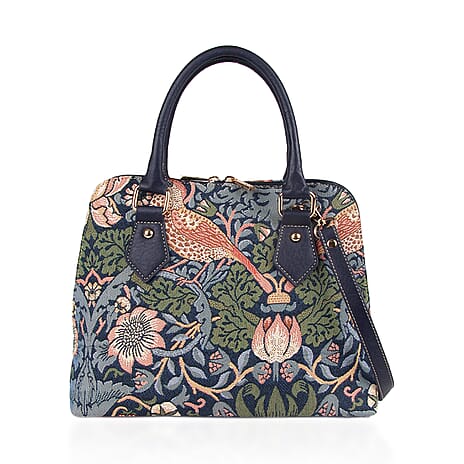 Signare Strawberry Thief Convertible Handbag - Dark Blue