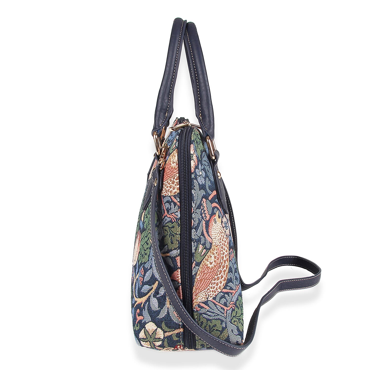 Signare Strawberry Thief Convertible Handbag - Dark Blue