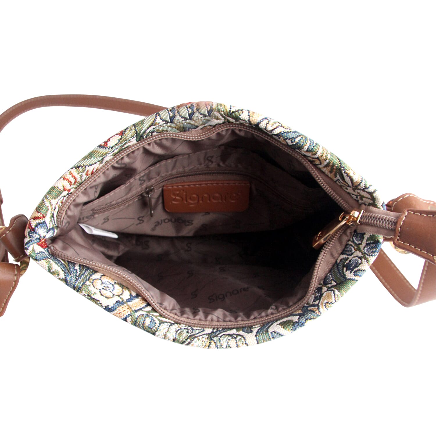 Signare William Morris Golden Lily Satchel Crossbody Bag - Beige