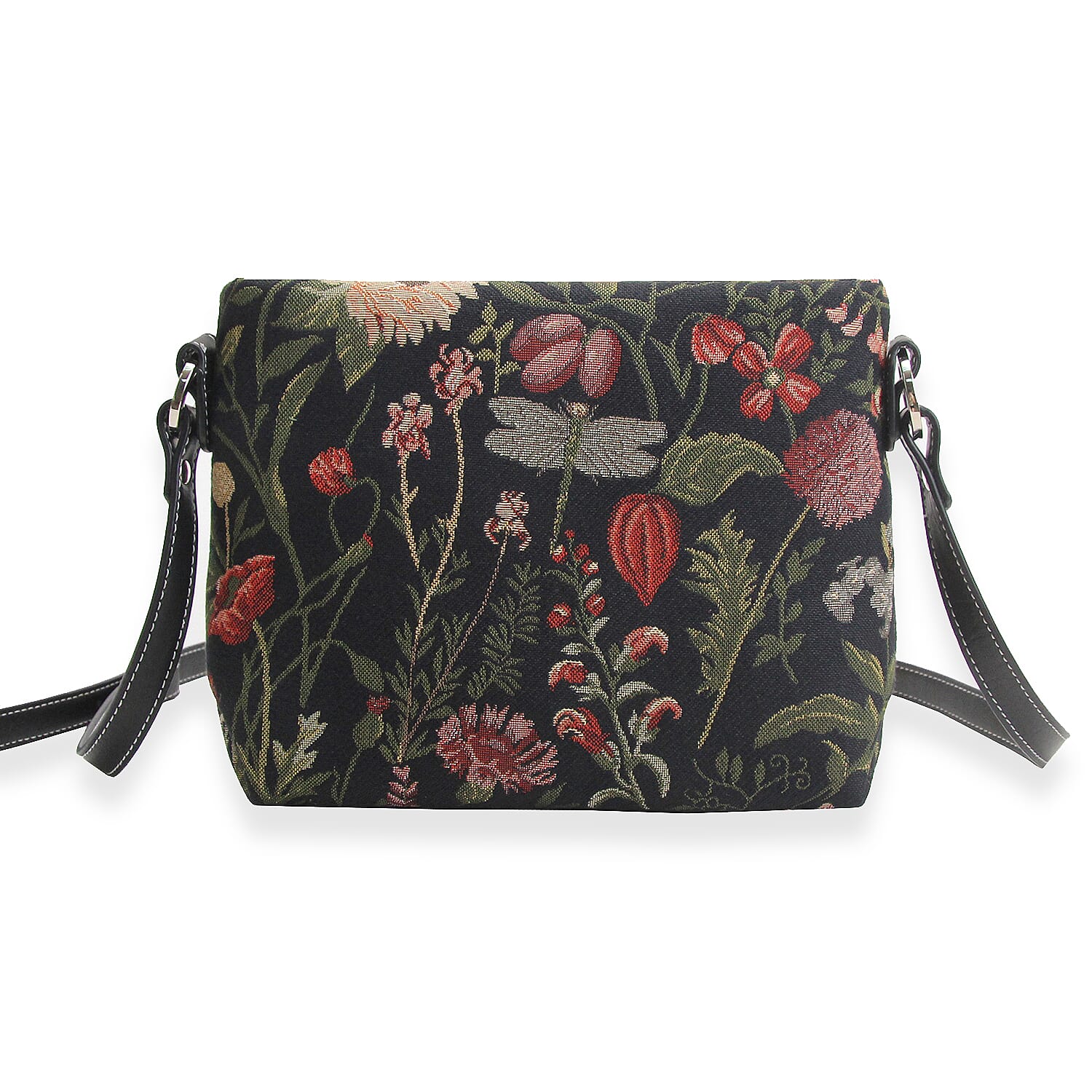 Signare Morning Garden Satchel Crossbody Bag - Black
