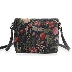 Signare Morning Garden Satchel Crossbody Bag - Black