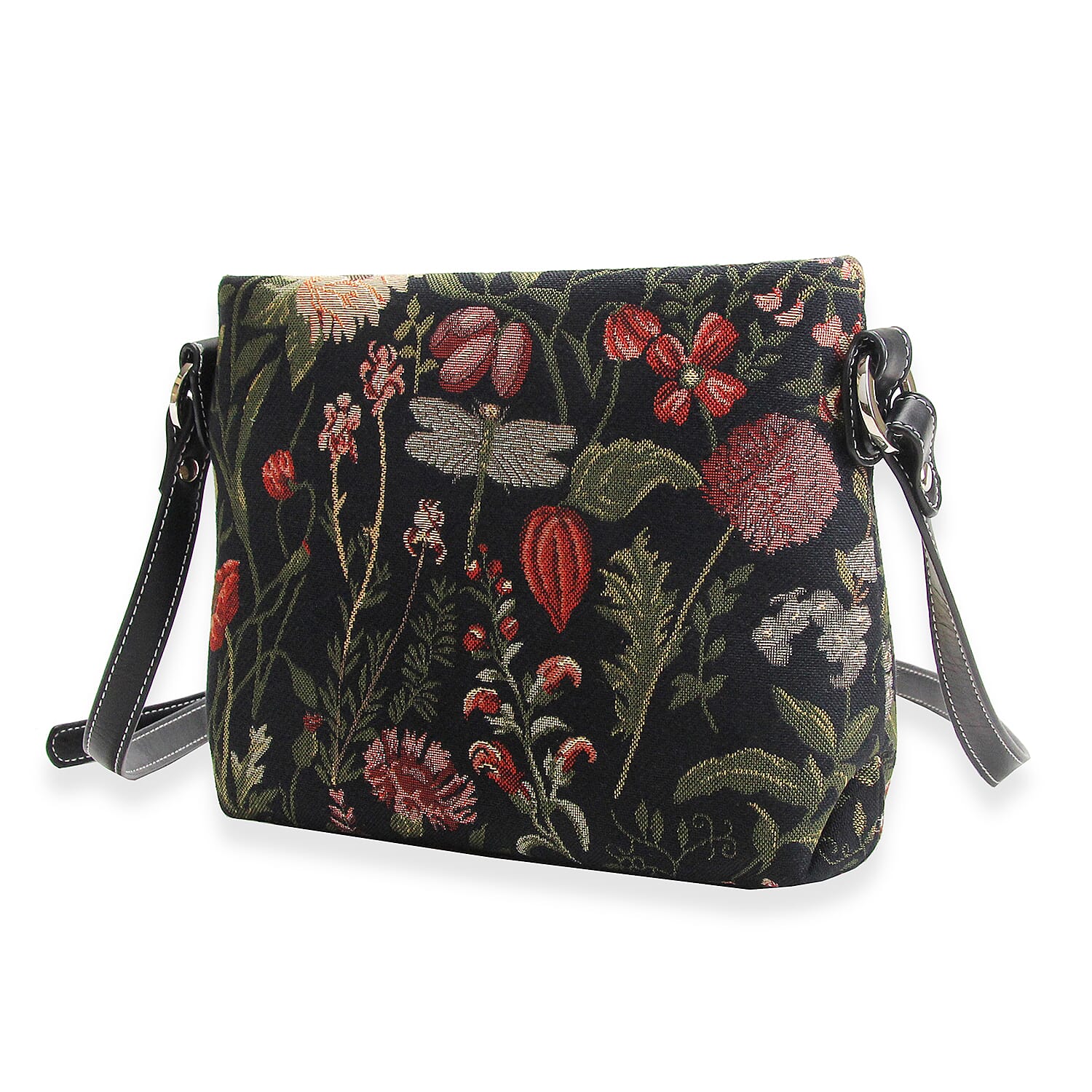 Signare Morning Garden Satchel Crossbody Bag - Black