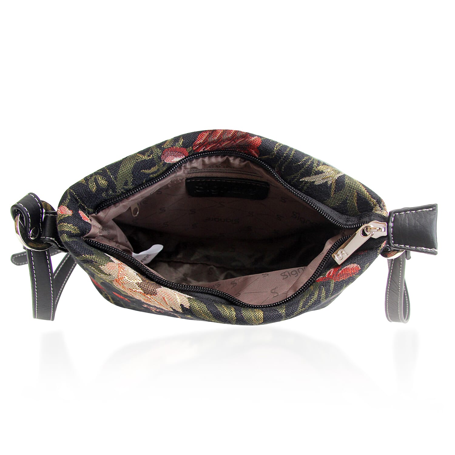 Signare Morning Garden Satchel Crossbody Bag - Black