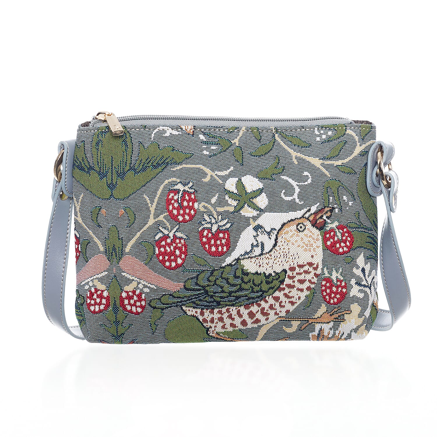 Signare V & A Strawberry Thief Satchel Crossbody Bag - Grey