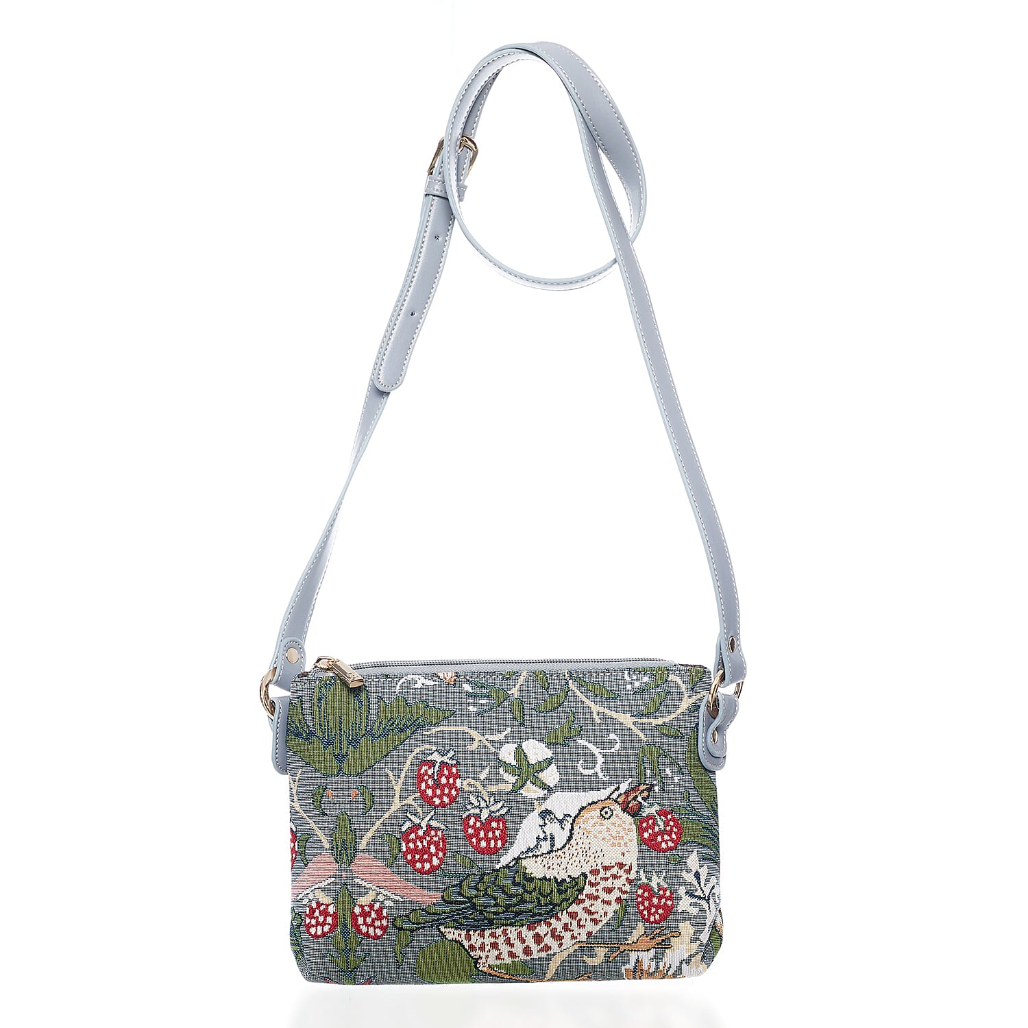 Signare V & A Strawberry Thief Satchel Crossbody Bag - Grey