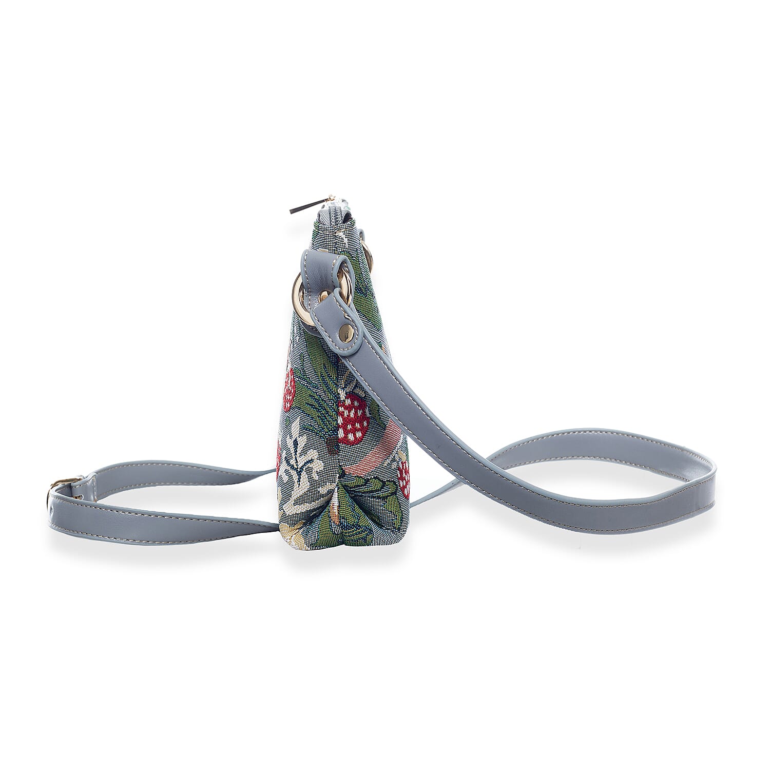 Signare V & A Strawberry Thief Satchel Crossbody Bag - Grey