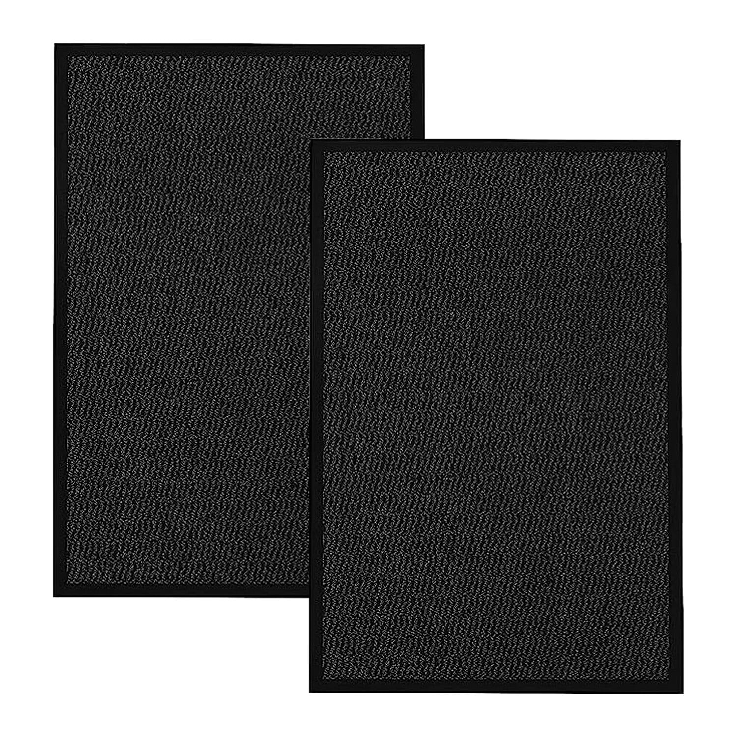 Twin Pack Machine Washable Door Mat with Ripple Front Back, Anti Skid - Slip (40x60cm)