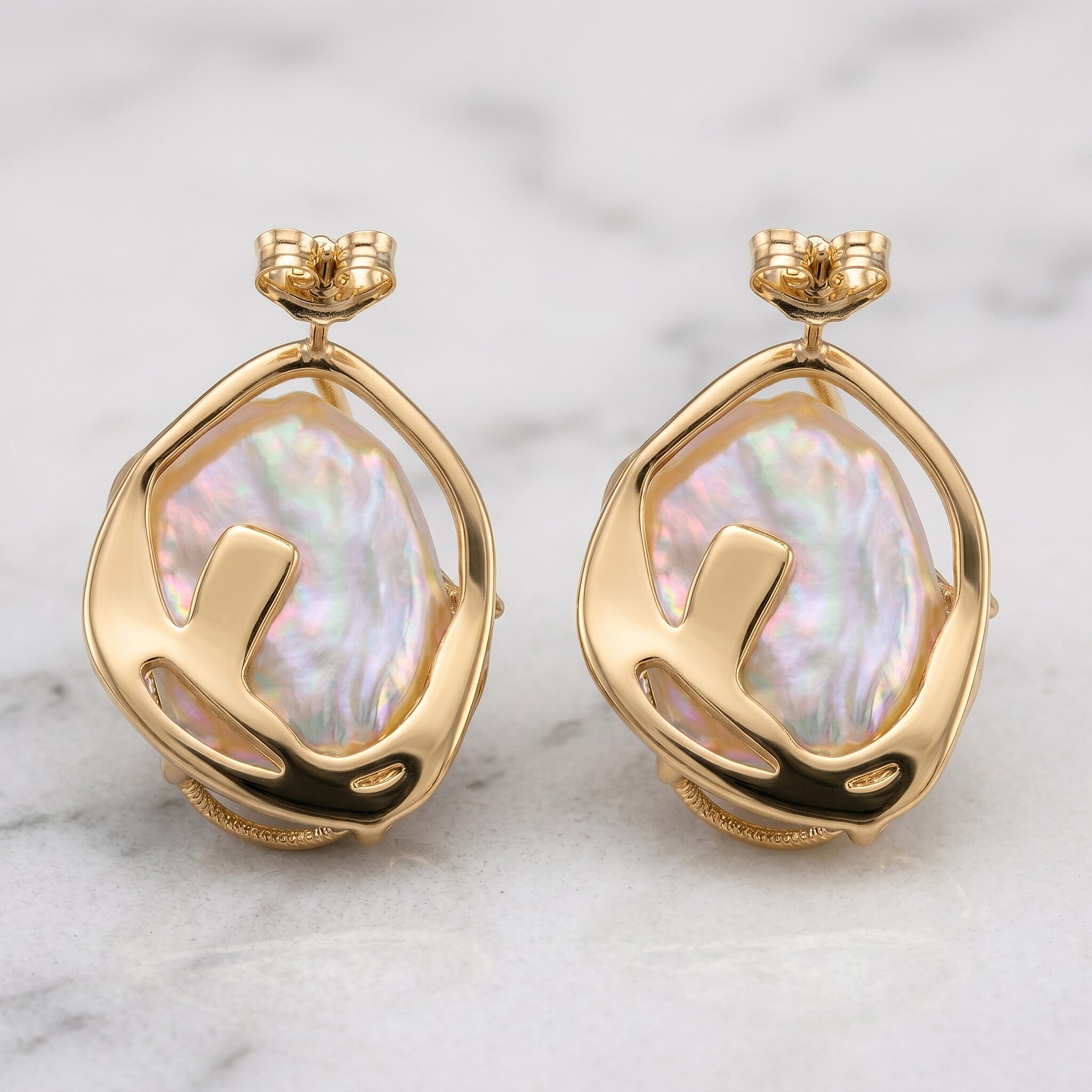 White Fresh Water Pearl & White Cubic Zirconia Earring with Push Back