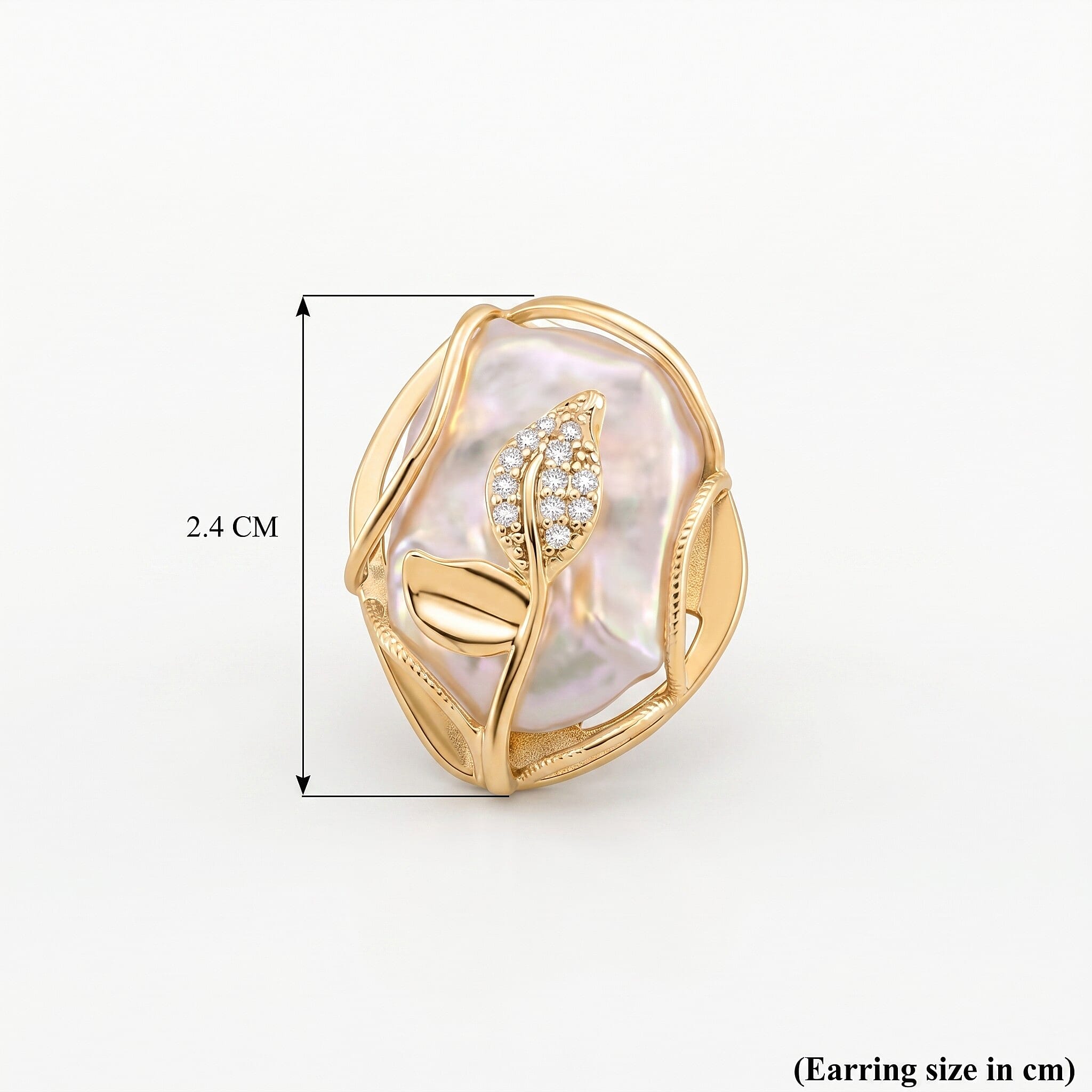White Fresh Water Pearl & White Cubic Zirconia Earring with Push Back
