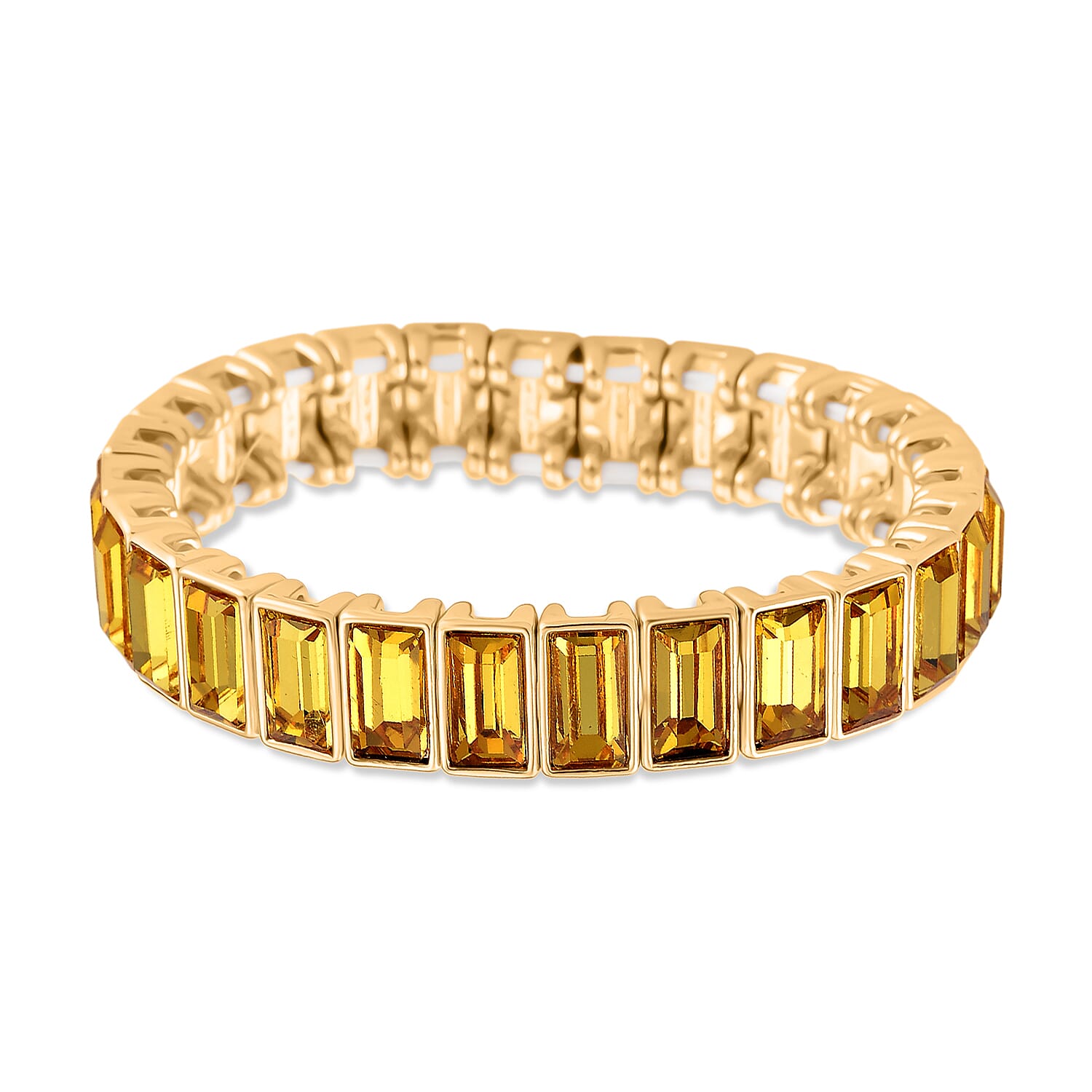 Golden Color Glass Adjustable Bracelet in Yellow Gold Tone