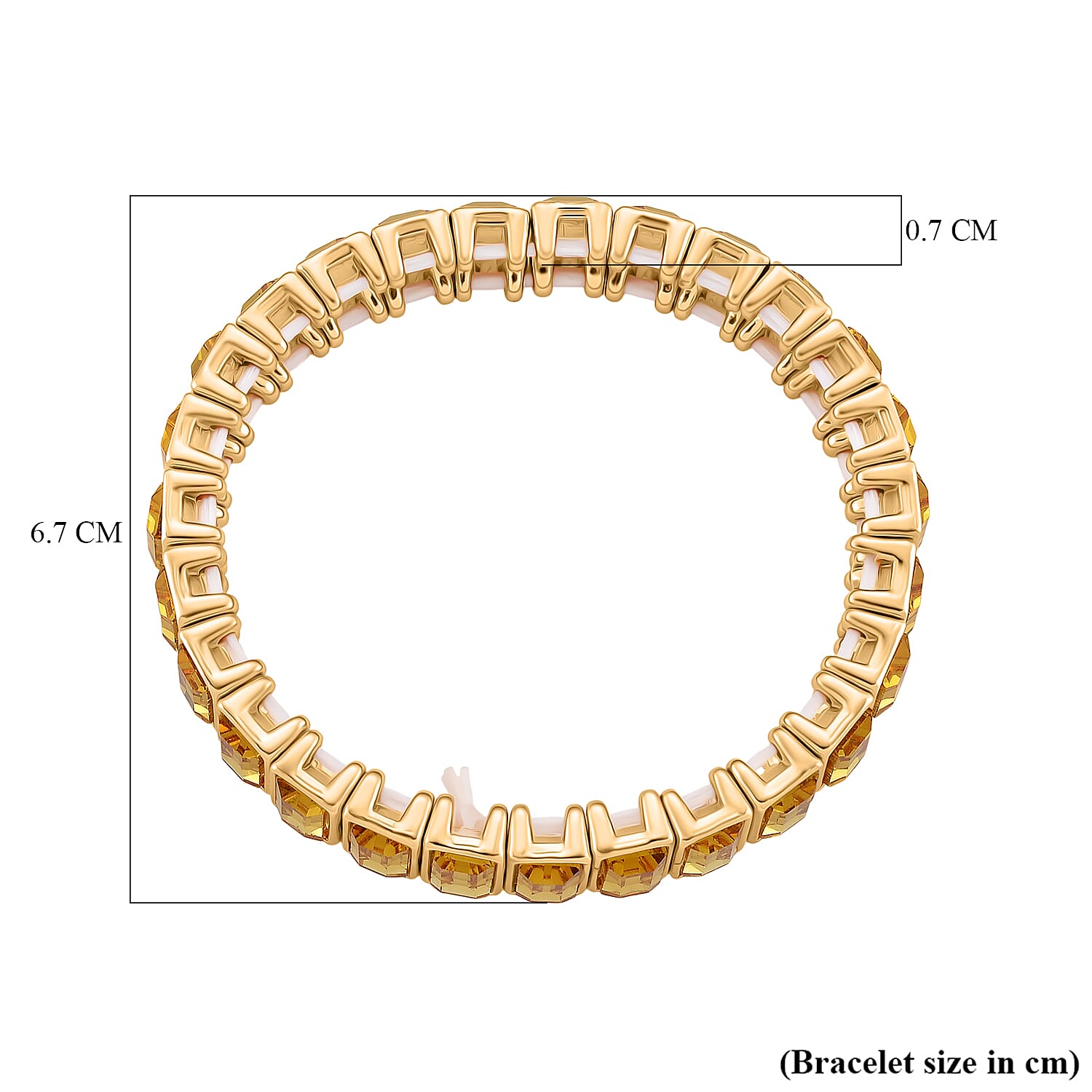 Golden Color Glass Adjustable Bracelet in Yellow Gold Tone