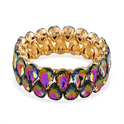 Yellow Glass Pear Stretchable Bracelet in Yellow Gold Tone