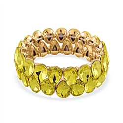 Yellow Glass Pear Stretchable Bracelet in Yellow Gold Tone