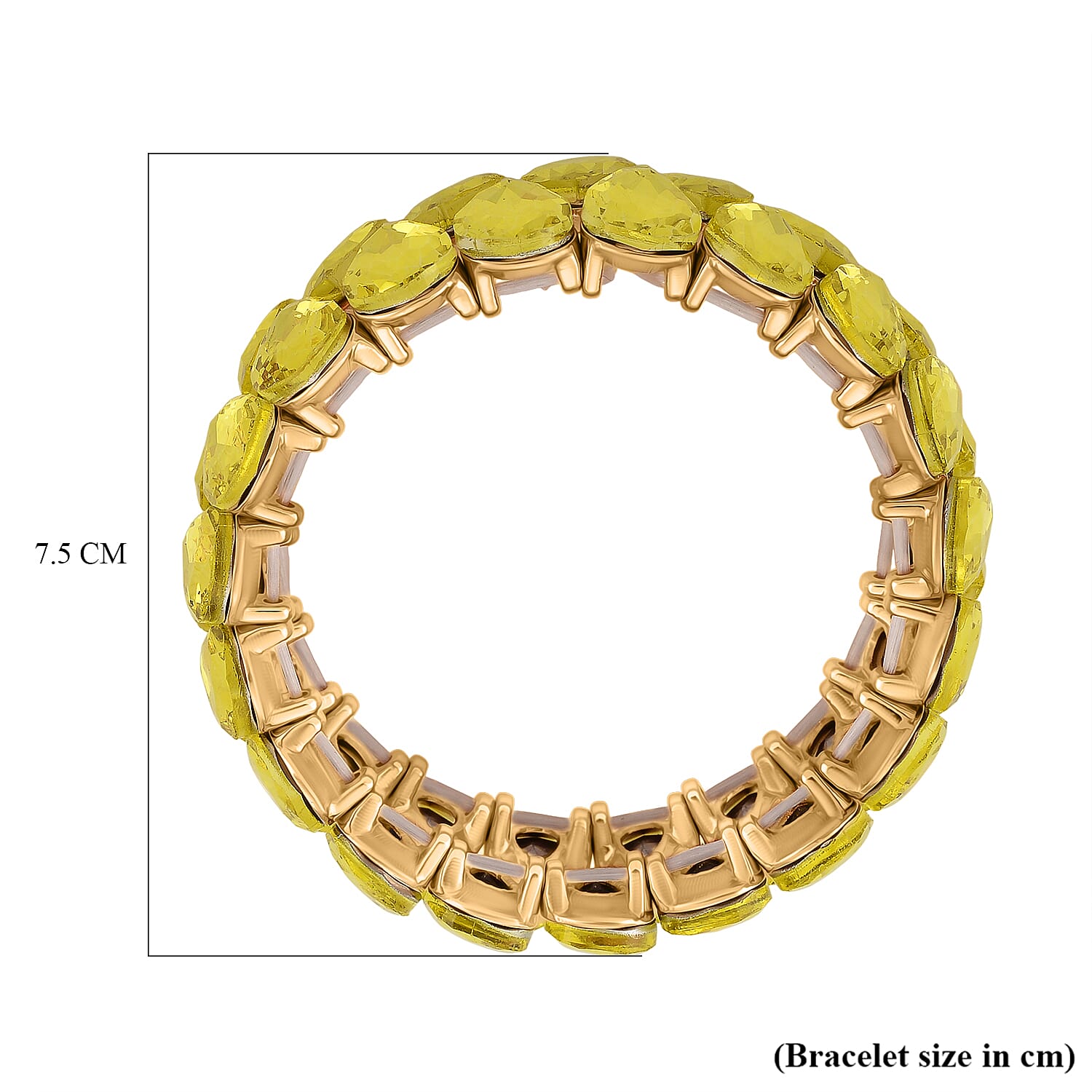 Yellow Glass Pear Stretchable Bracelet in Yellow Gold Tone
