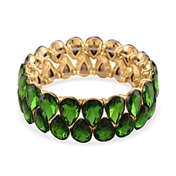 Yellow Glass Pear Stretchable Bracelet in Yellow Gold Tone