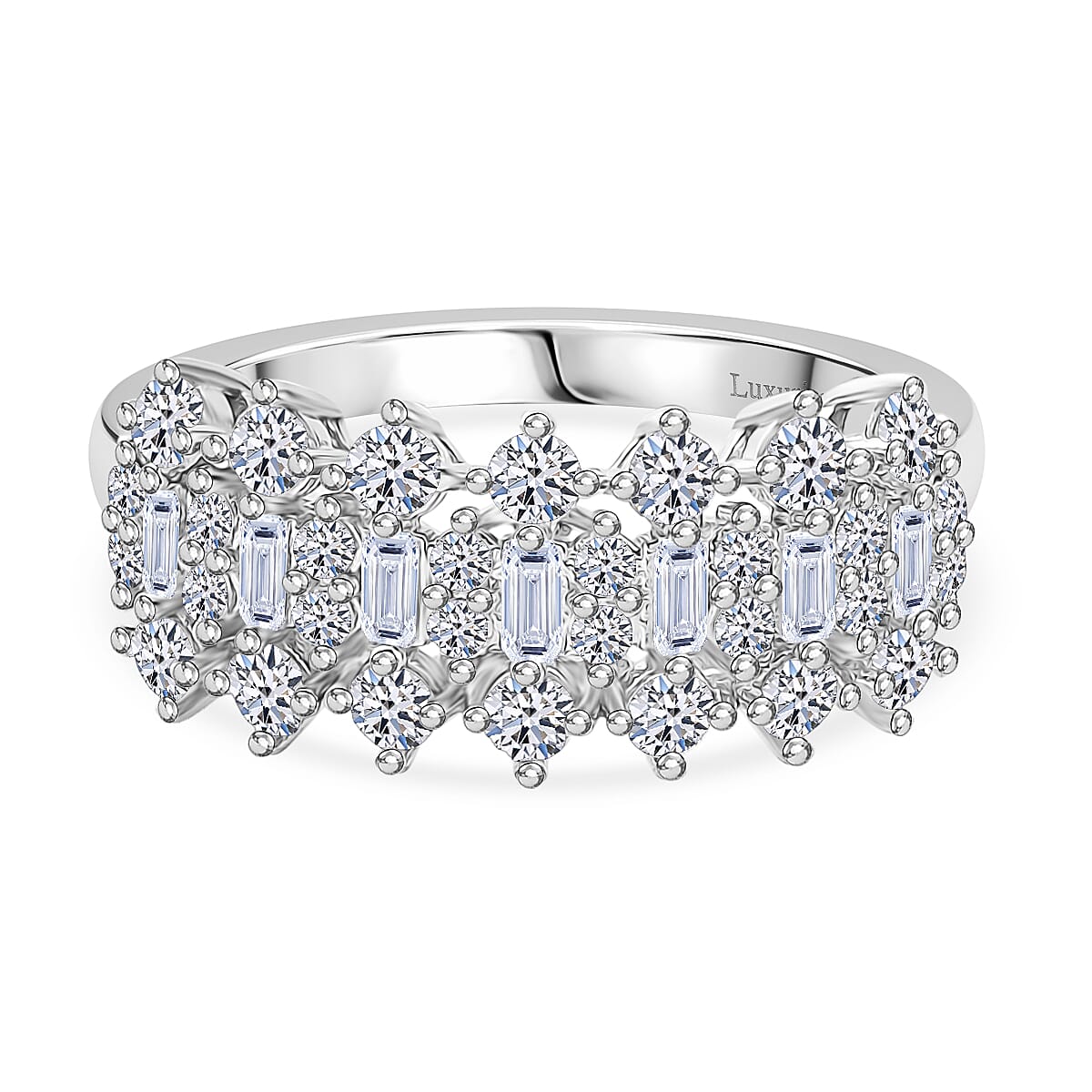 Luxuriant Lab Grown Diamond (SI-GH) Ring in Rhodium Overlay Sterling Silver 1.00 Ct.