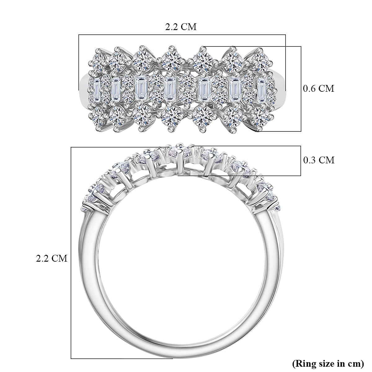 Luxuriant Lab Grown Diamond (SI-GH) Ring in Rhodium Overlay Sterling Silver 1.00 Ct.