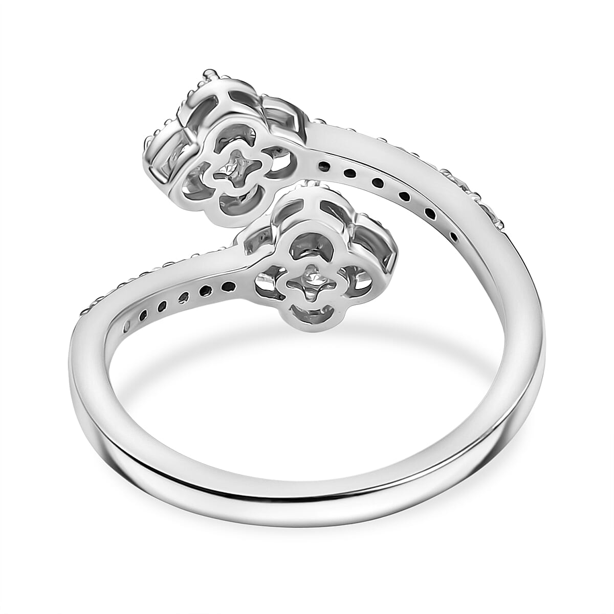 Luxuriant Lab Grown Diamond (SI-GH) Bypass Ring in Rhodium Overlay Sterling Silver 0.50 Ct.