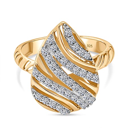 LUXURIANT 0.50 Ct. Lab Grown Diamond Teardrop Ring in 18K Vermeil Yellow Gold Over Sterling Silver (SI-GH)