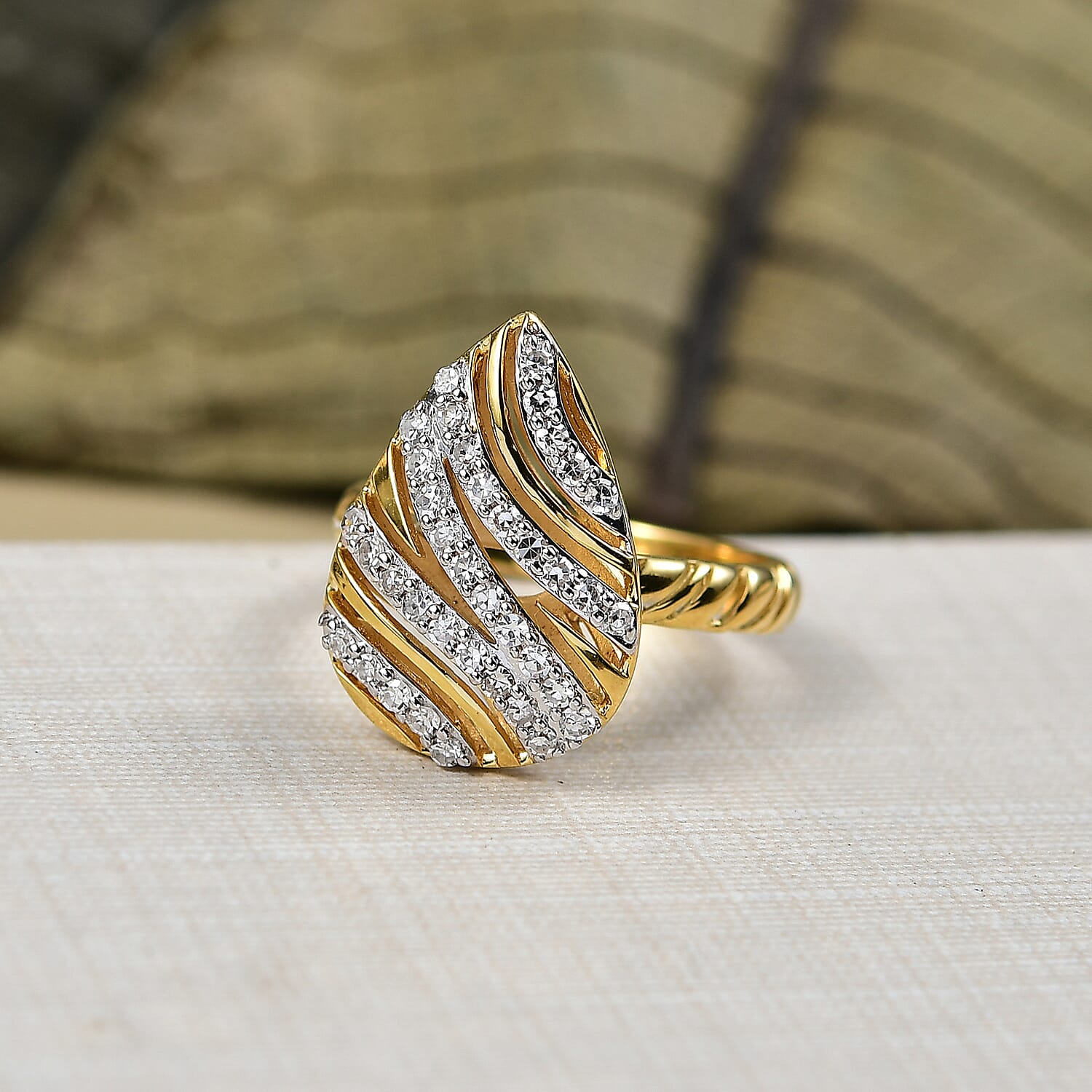 Luxuriant Lab Grown Diamond (SI-GH) Ring in 18K Vermeil Yellow Gold Plated Sterling Silver 0.50 Ct.