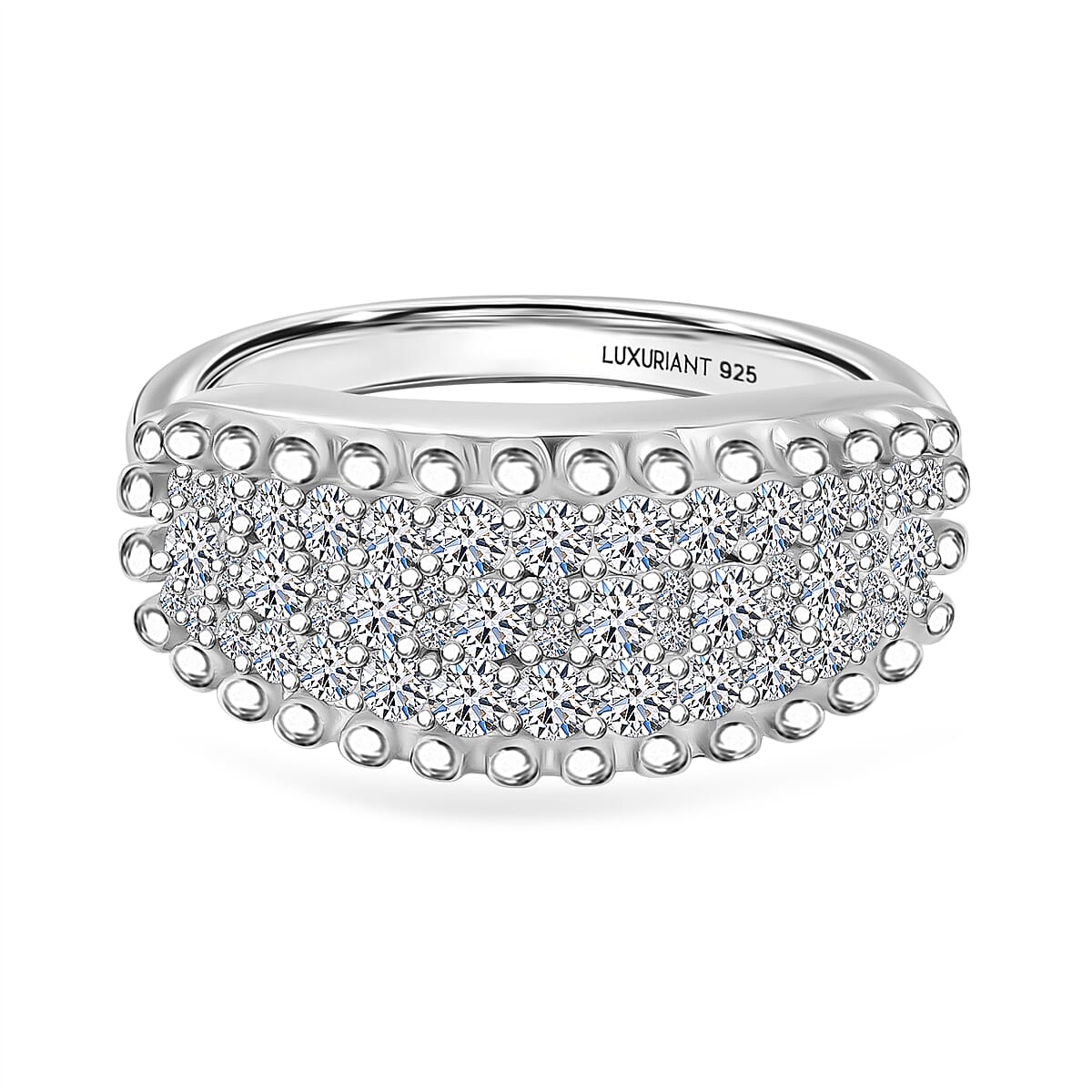 Luxuriant Lab Grown Diamond (SI-GH) Ring in Rhodium Overlay Sterling Silver 1.00 Ct, Silver Wt. 5.50 Gms.