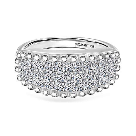 Luxuriant Lab Grown Diamond (SI-GH) Ring in Rhodium Overlay Sterling Silver 1.00 Ct, Silver Wt. 5.50 Gms.