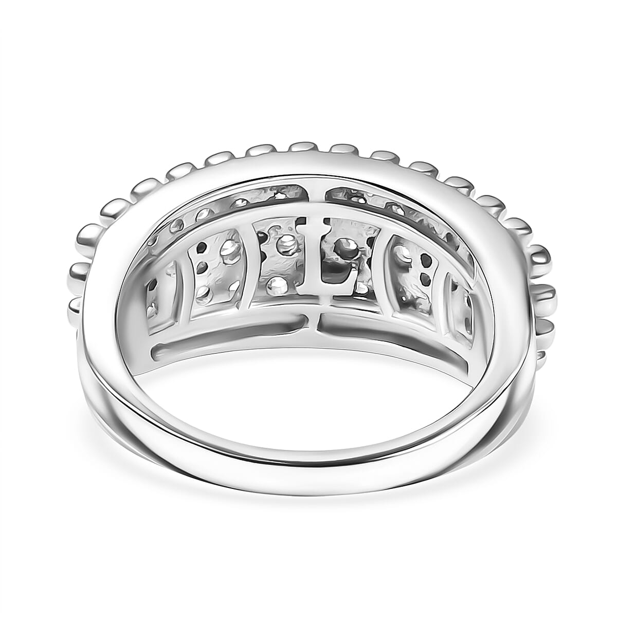 Luxuriant Lab Grown Diamond (SI-GH) Ring in Rhodium Overlay Sterling Silver 1.00 Ct, Silver Wt. 5.50 Gms.