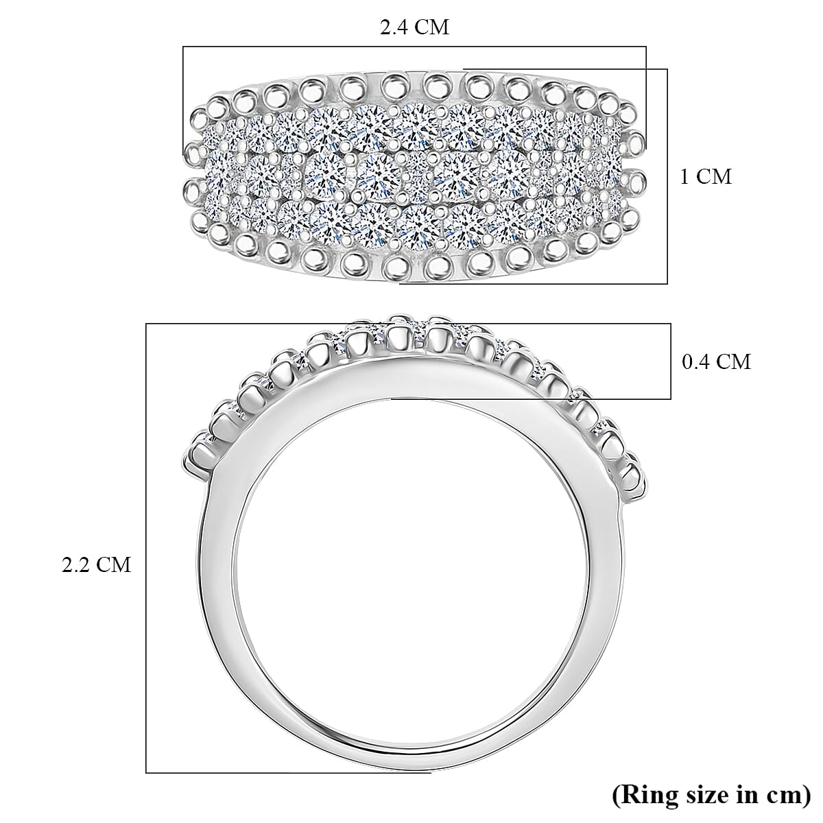 Luxuriant Lab Grown Diamond (SI-GH) Ring in Rhodium Overlay Sterling Silver 1.00 Ct, Silver Wt. 5.50 Gms.