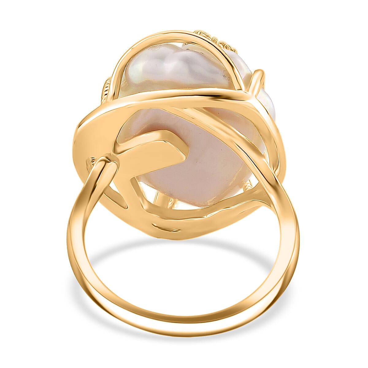 White Fresh Water Pearl & White Cubic Zirconia Adjustable Ring