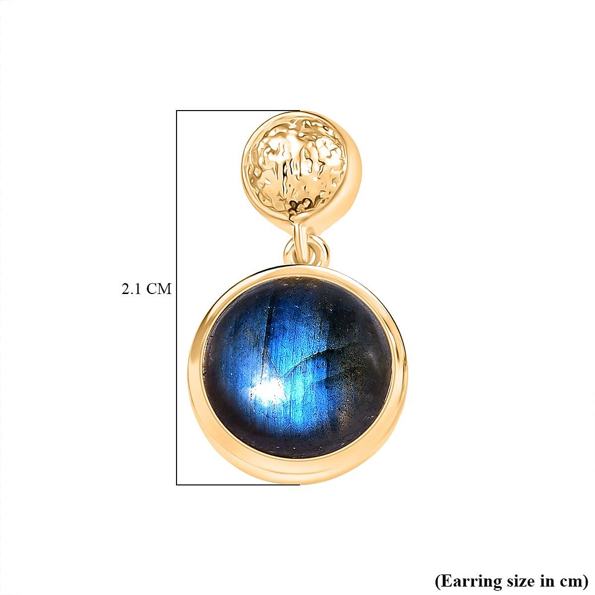 EverTrue Labradorite Solitaire Stud Push Post Earring in Yellow Gold Plated 8.35 Ct.