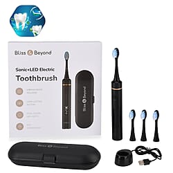 NEW LAUNCH Bliss - Beyond LED Electric Rechargeable Sonic Toothbrush with 4 Brush Heads, 5 Cleaning Modes - IPX7 Waterproof  - White