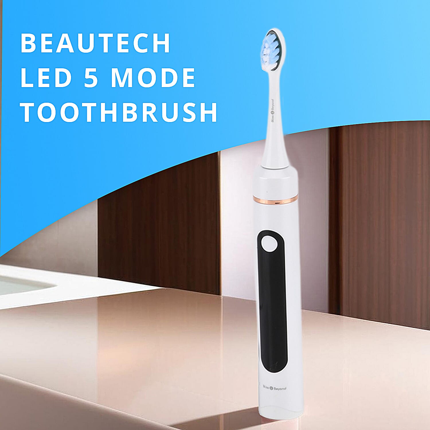 NEW LAUNCH Bliss - Beyond LED Electric Rechargeable Sonic Toothbrush with 4 Brush Heads, 5 Cleaning Modes - IPX7 Waterproof  - White