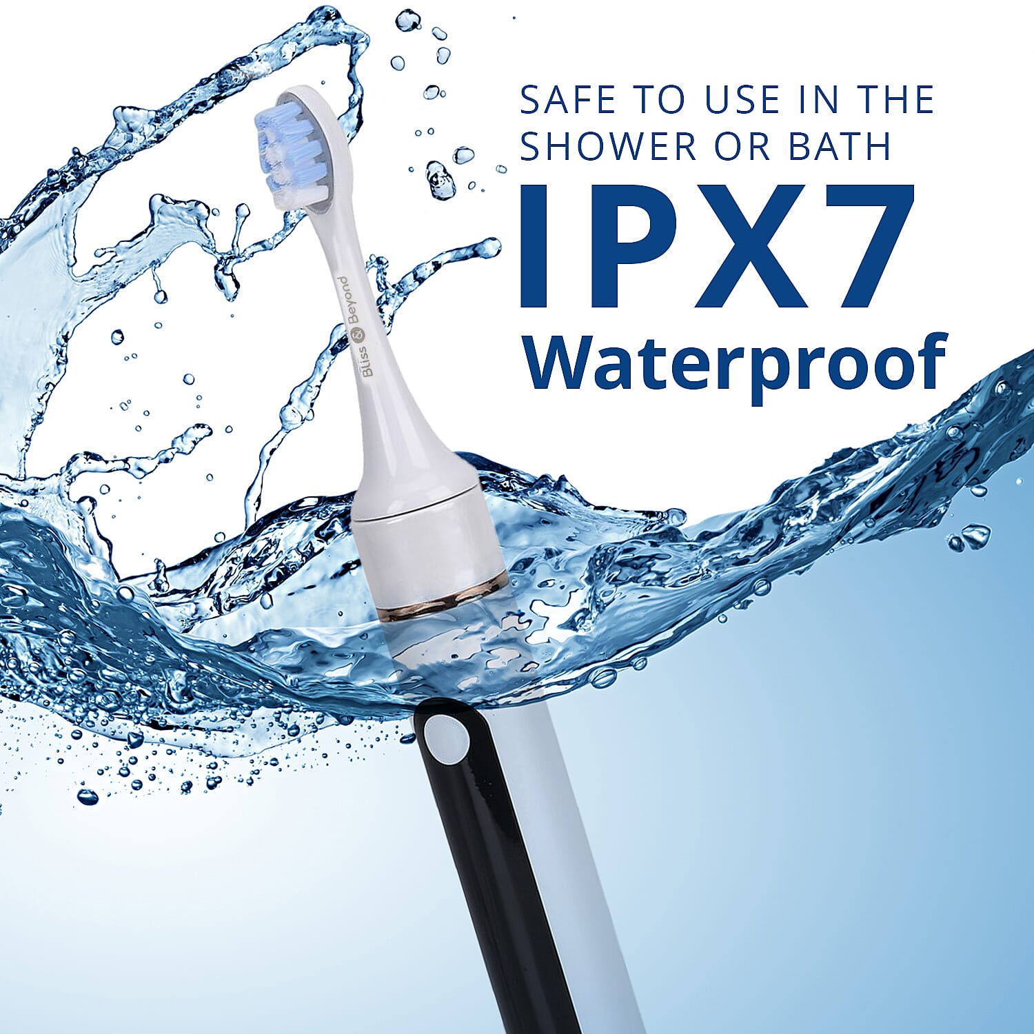 NEW LAUNCH Bliss - Beyond LED Electric Rechargeable Sonic Toothbrush with 4 Brush Heads, 5 Cleaning Modes - IPX7 Waterproof  - White