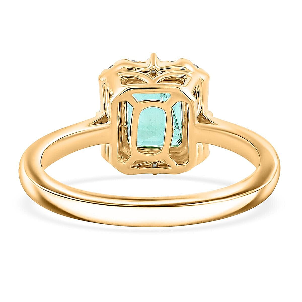 Luxoro 10K Yellow Gold AAA Zambian Emerald, White Diamond I2 Ring, Gold Wt.3.14 Gms  1.700  Ct.