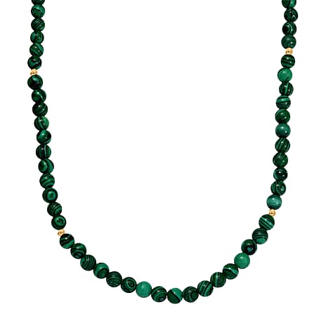 Malachite Necklace (Size 20) with Lobster Clasp in 18K Yellow Gold Plated Sterling Silver 108.11 Ct.